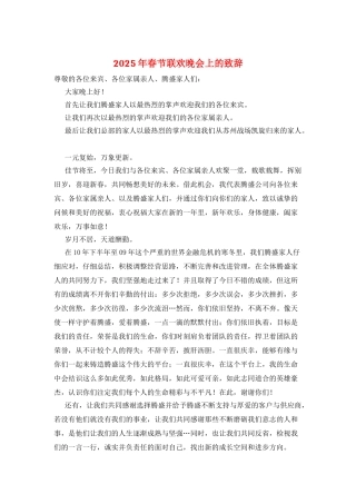 2025年春节联欢晚会上的致辞