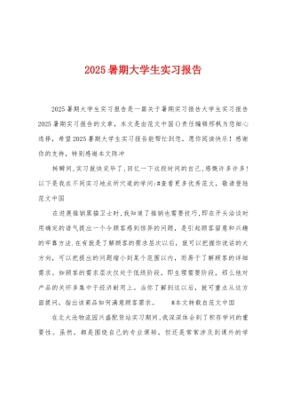 2025年暑期大学生实习报告