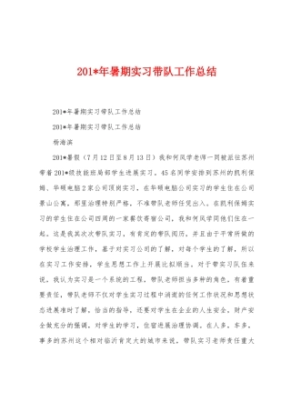 2025年暑期实习带队工作总结