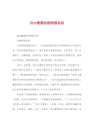 2025年暑期远程研修总结