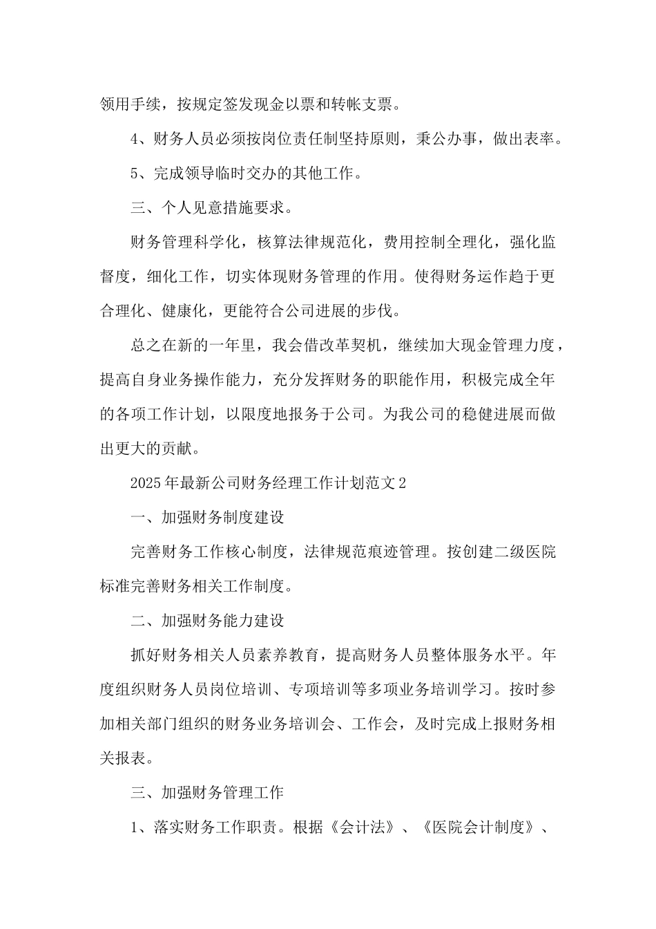 2025年最新公司财务经理工作计划范文5篇（精编版）_第2页