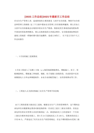 2025年最新月工作总结