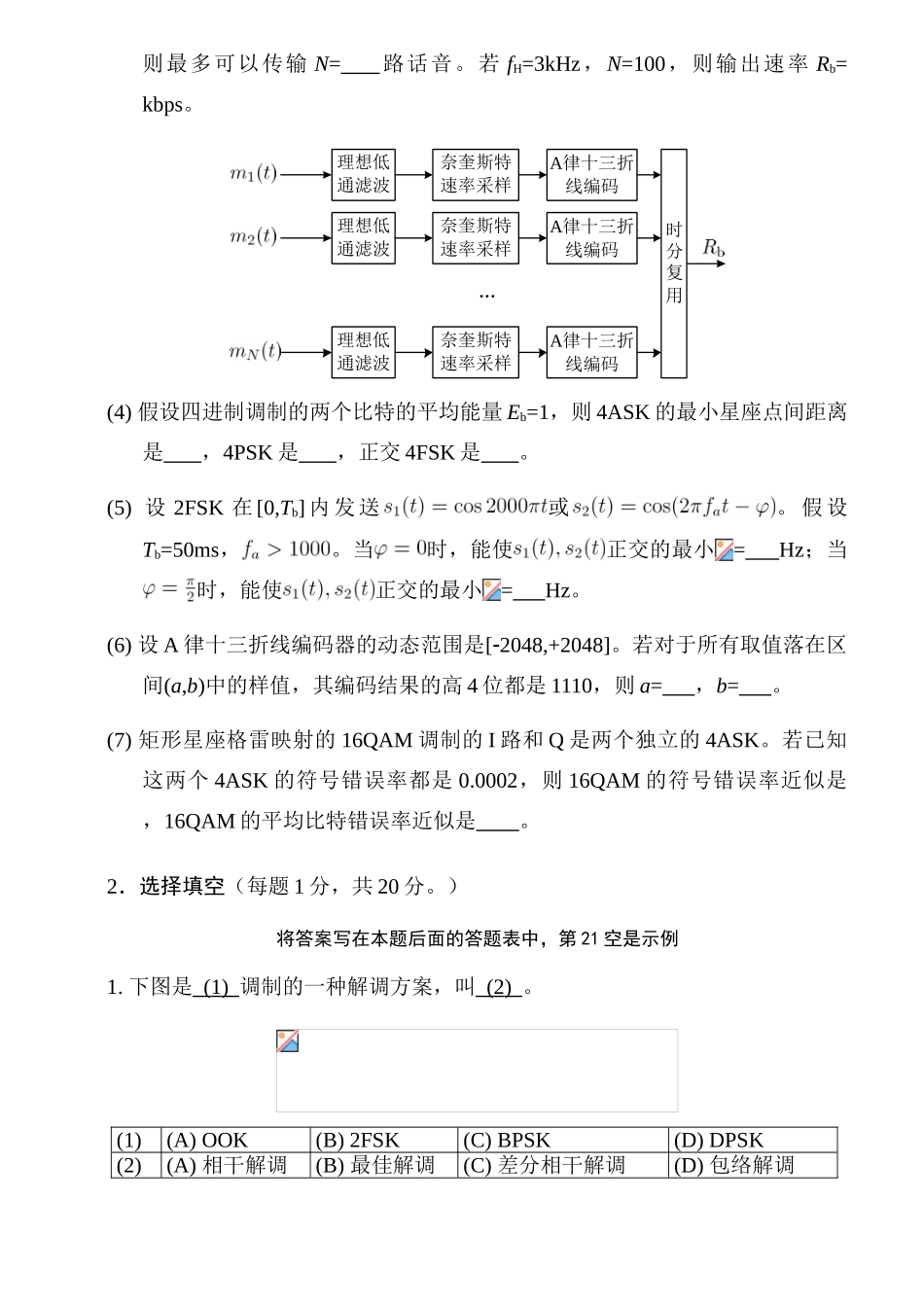2025年期末试题A103北京邮电大学通信原理_第2页