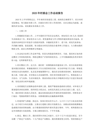 2025年村委会工作总结报告