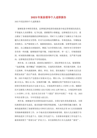 2025年某县领导个人述职报告