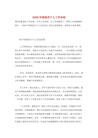 2025年检验员个人工作总结