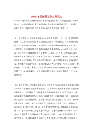 2025年民政局工作总结范文