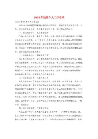 2025年法院个人工作总结