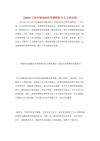 2025年消防队个人工作计划