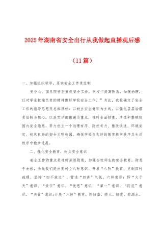 2025年湖南省安全出行从我做起直播观后感