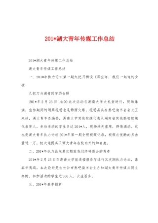 2025年湖大青年传媒工作总结