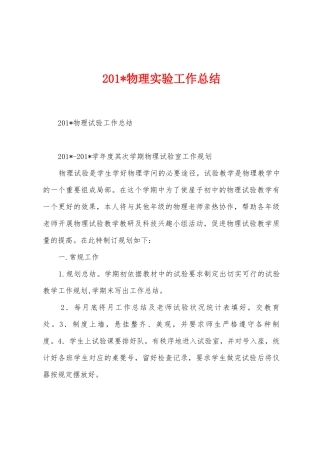 2025年物理实验工作总结