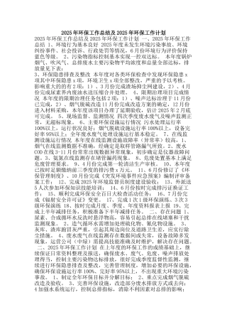 2025年环保工作总结及2025年环保工作计划
