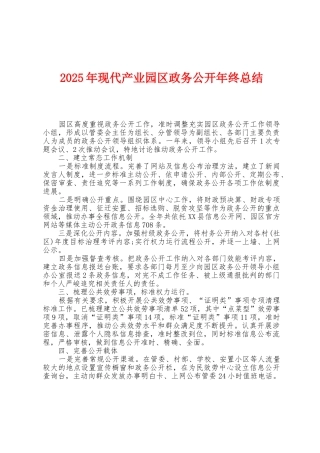 2025年现代产业园区政务公开年终总结