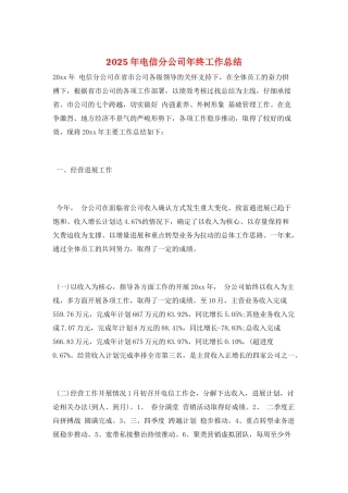 2025年电信分公司年终工作总结