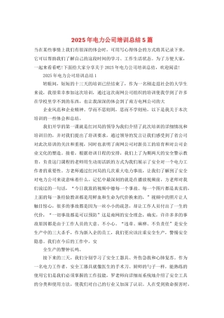 2025年电力公司培训总结5篇