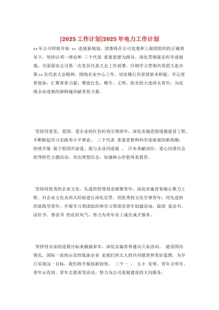 2025年电力工作计划