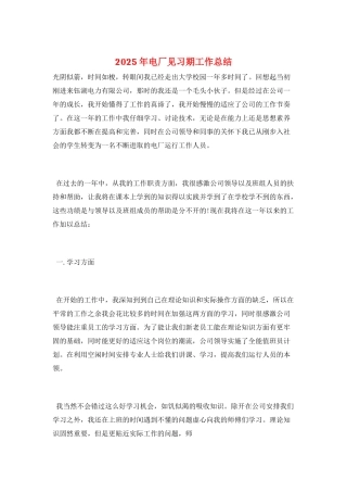 2025年电厂见习期工作总结