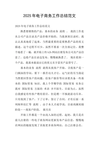 2025年电子商务工作总结范文