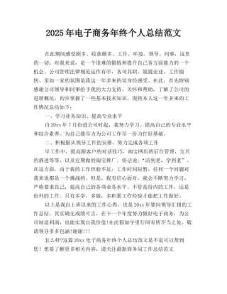 2025年电子商务年终个人总结范文