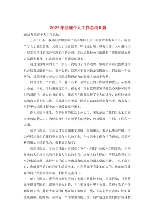 2025年监理个人工作总结5篇