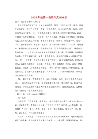 2025年的第一场雪作文800字