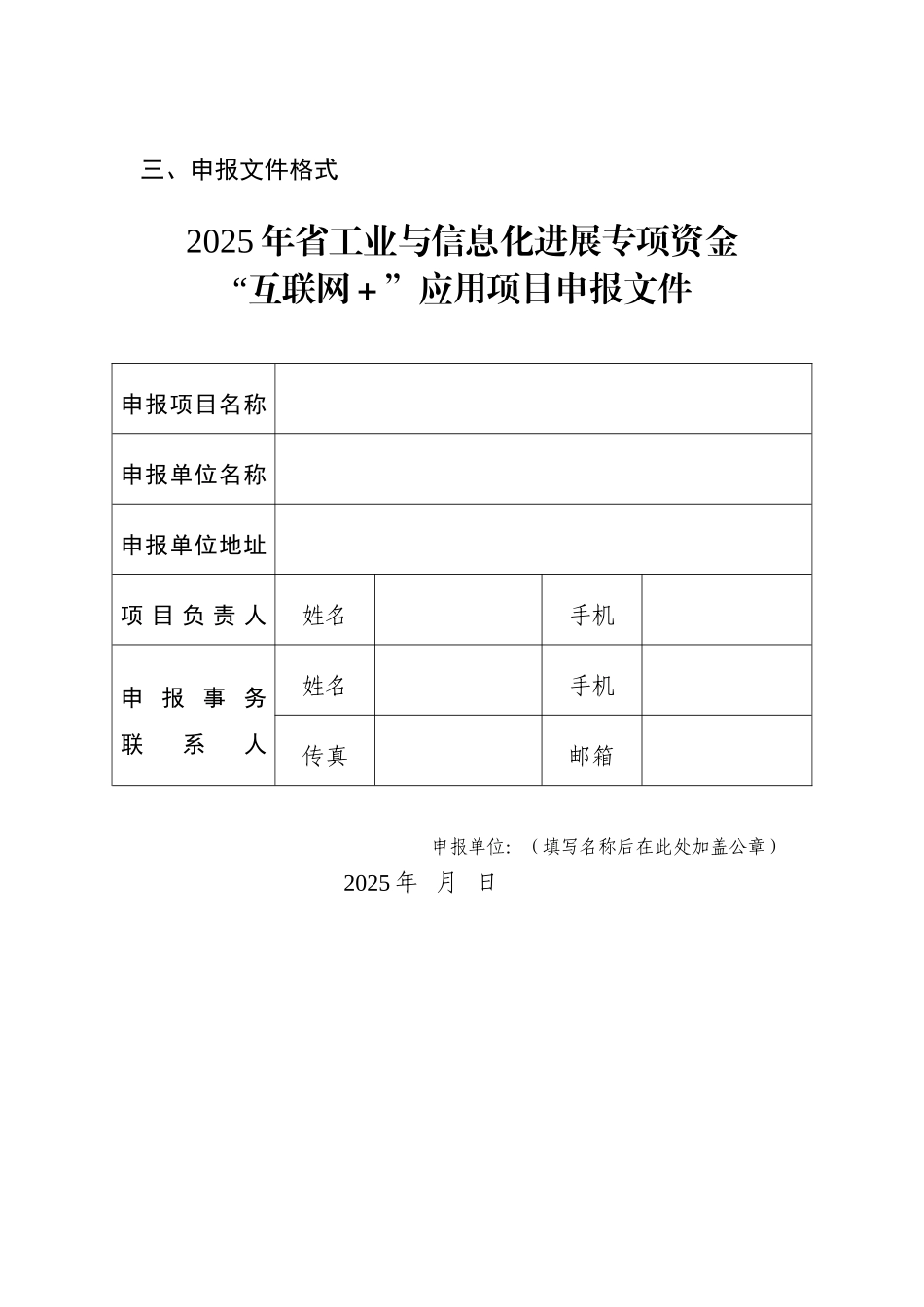 2025年省工业与信息化发展专项资金“互联网-”应用项目申报材料编制格式_第3页