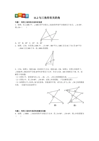 2025-2026学年八年级上数学【能力培优】11.2与三角形有关的角（含答案）
