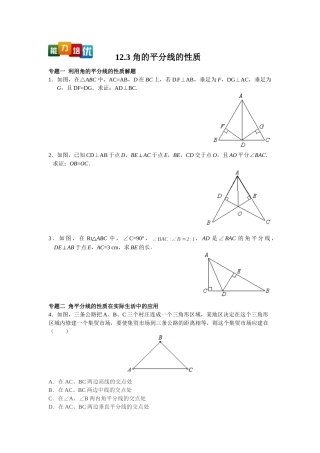 2025-2026学年八年级上数学【能力培优】12.3 角的平分线的性质（含答案）