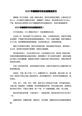 2025年编辑部年终总结精选范文
