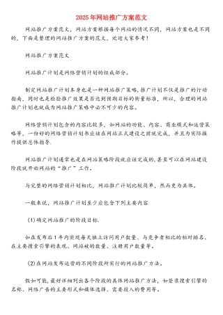 2025年网站推广方案范文