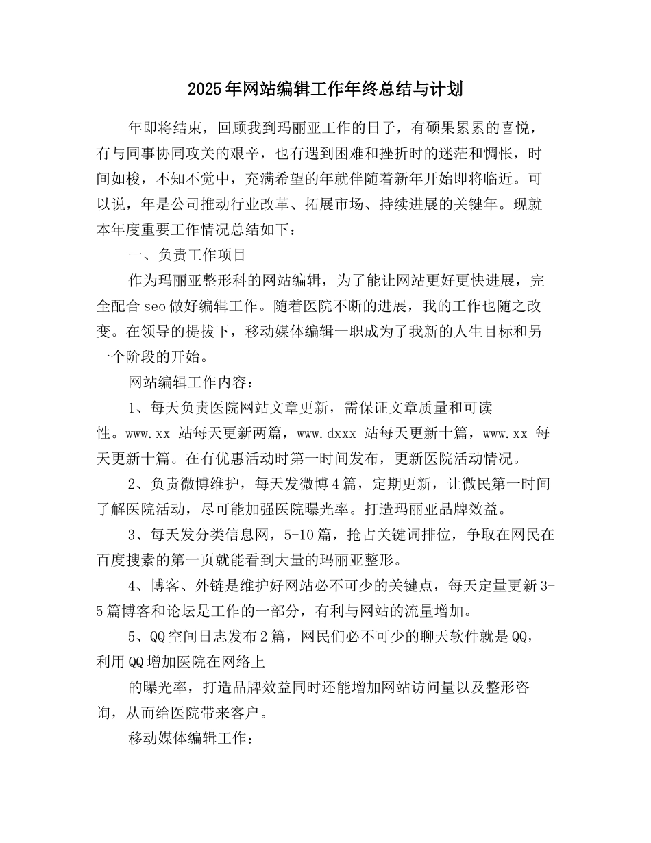 2025年网站编辑工作年终总结与计划_第1页