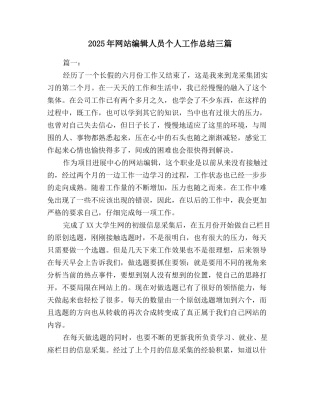 2025年网站编辑人员个人工作总结三篇