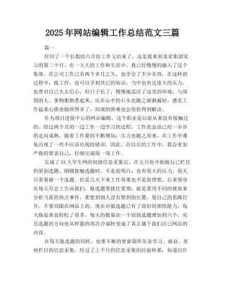 2025年网站编辑工作总结范文三篇