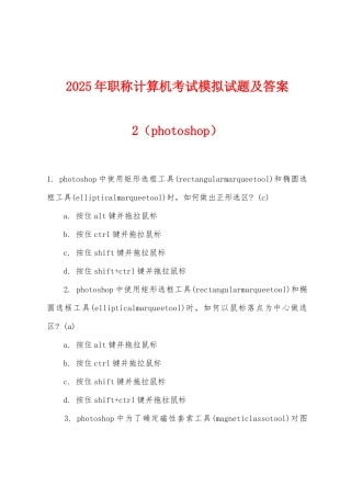 2025年职称计算机考试模拟试题及答案2