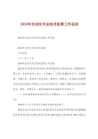 2025年自动化专业技术监督工作总结