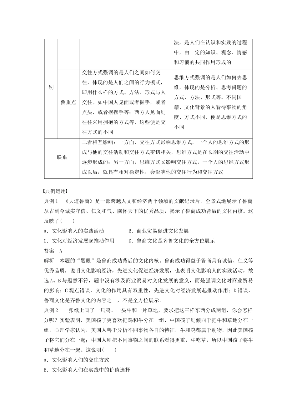 （湖北专用版）-政治 第六讲 文化对人的影响 感受文化影响学案1 新人教版必修3-新人教版高二必修3政治学案_第2页