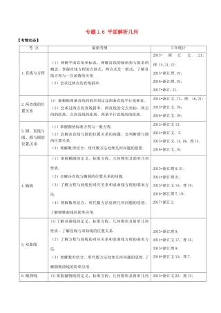 （浙江版）备战高考数学二轮复习 专题1.6 平面解析几何教学案-人教版高三全册数学教学案