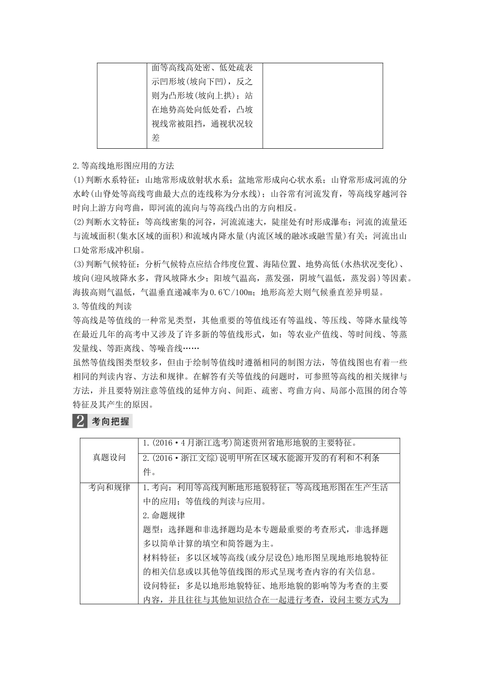 （浙江选考）高考地理二轮优选习题 专题二 地球表面的形态 微专题7 等高线地形图的判读学案-人教版高三全册地理学案_第2页