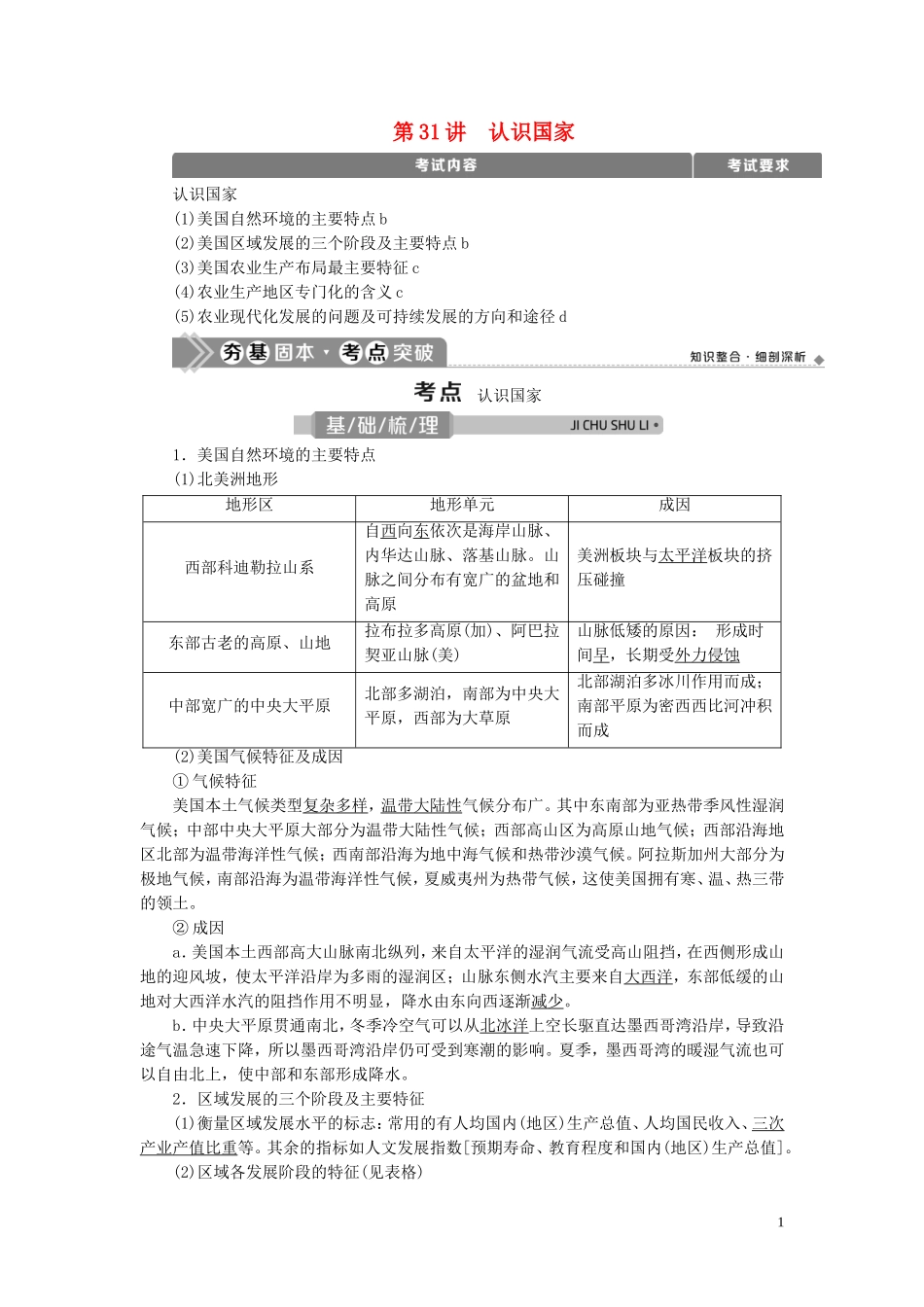 （浙江选考）新高考地理一轮复习 第九章 区域地理环境与人类活动 第31讲 认识国家教学案 新人教版-新人教版高三全册地理教学案_第1页