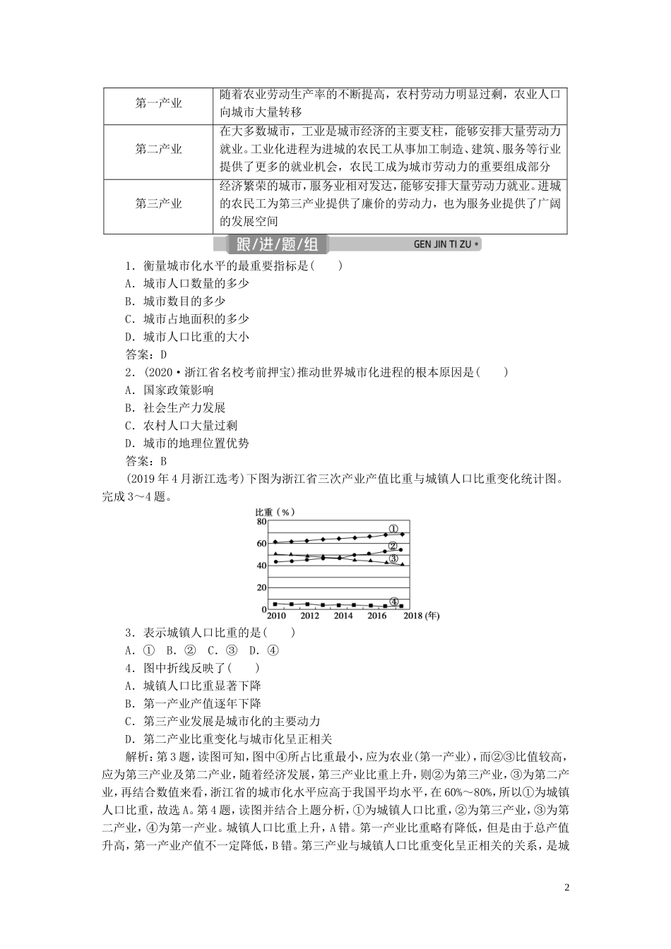 （浙江选考）新高考地理一轮复习 第六章 城市与环境 第23讲 城市化过程与特点及其对地理环境的影响教学案 新人教版-新人教版高三全册地理教学案_第2页