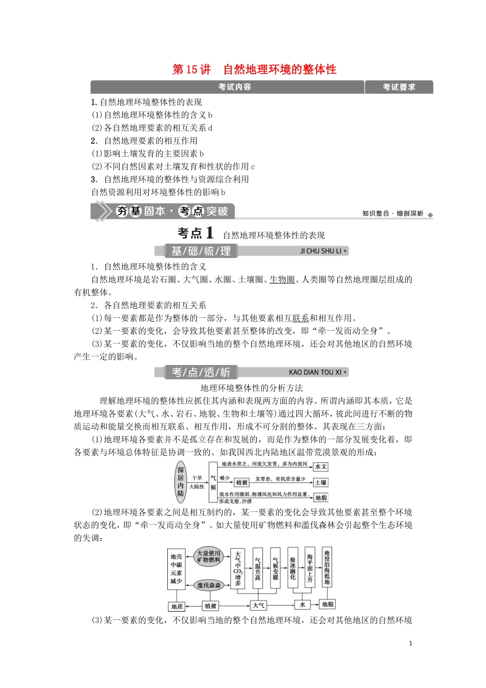 （浙江选考）新高考地理一轮复习 第三章 自然地理环境的整体性与差异性 第15讲 自然地理环境的整体性教学案 新人教版-新人教版高三全册地理教学案_第1页