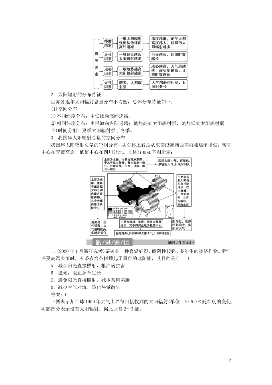 （浙江选考）新高考地理一轮复习 第一章 宇宙中的地球 第3讲 太阳对地球的影响教学案 新人教版-新人教版高三全册地理教学案_第2页