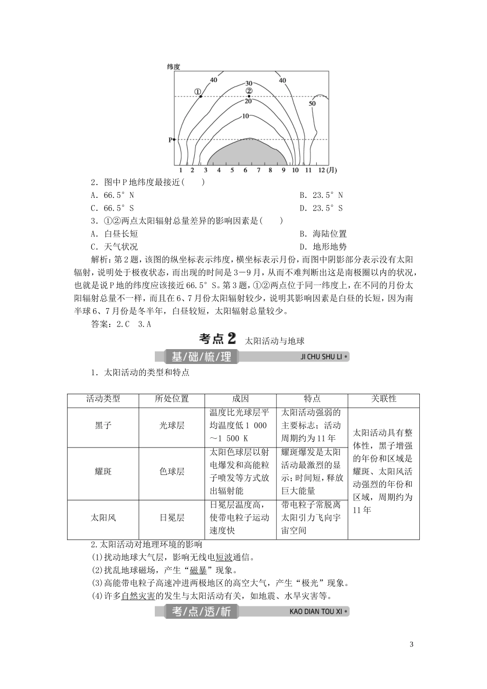 （浙江选考）新高考地理一轮复习 第一章 宇宙中的地球 第3讲 太阳对地球的影响教学案 新人教版-新人教版高三全册地理教学案_第3页