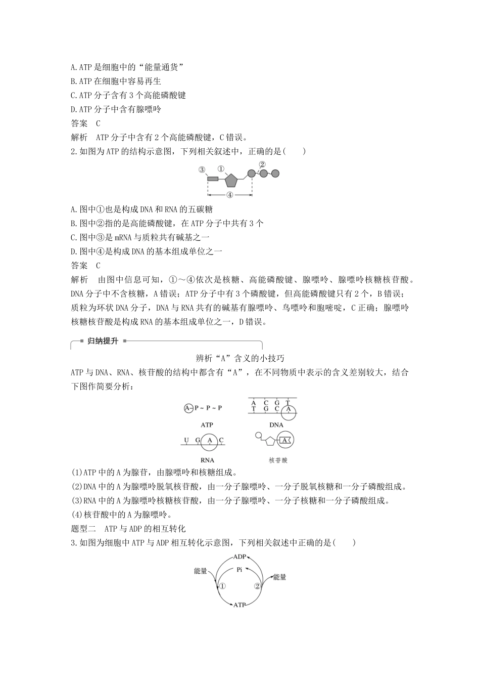 （浙江选考）高考生物一轮总复习 第二单元 细胞的代谢 第5讲 细胞与能量、物质出入细胞的方式学案-人教版高三全册生物学案_第3页