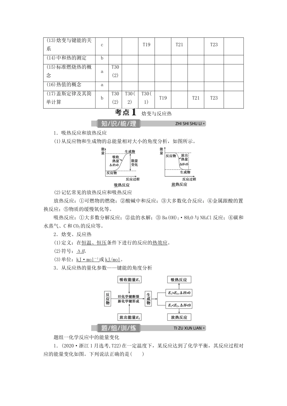 （浙江选考）高考化学一轮复习 专题6 化学反应与能量变化 1 第一单元 化学反应中的热效应教学案-人教版高三全册化学教学案_第2页