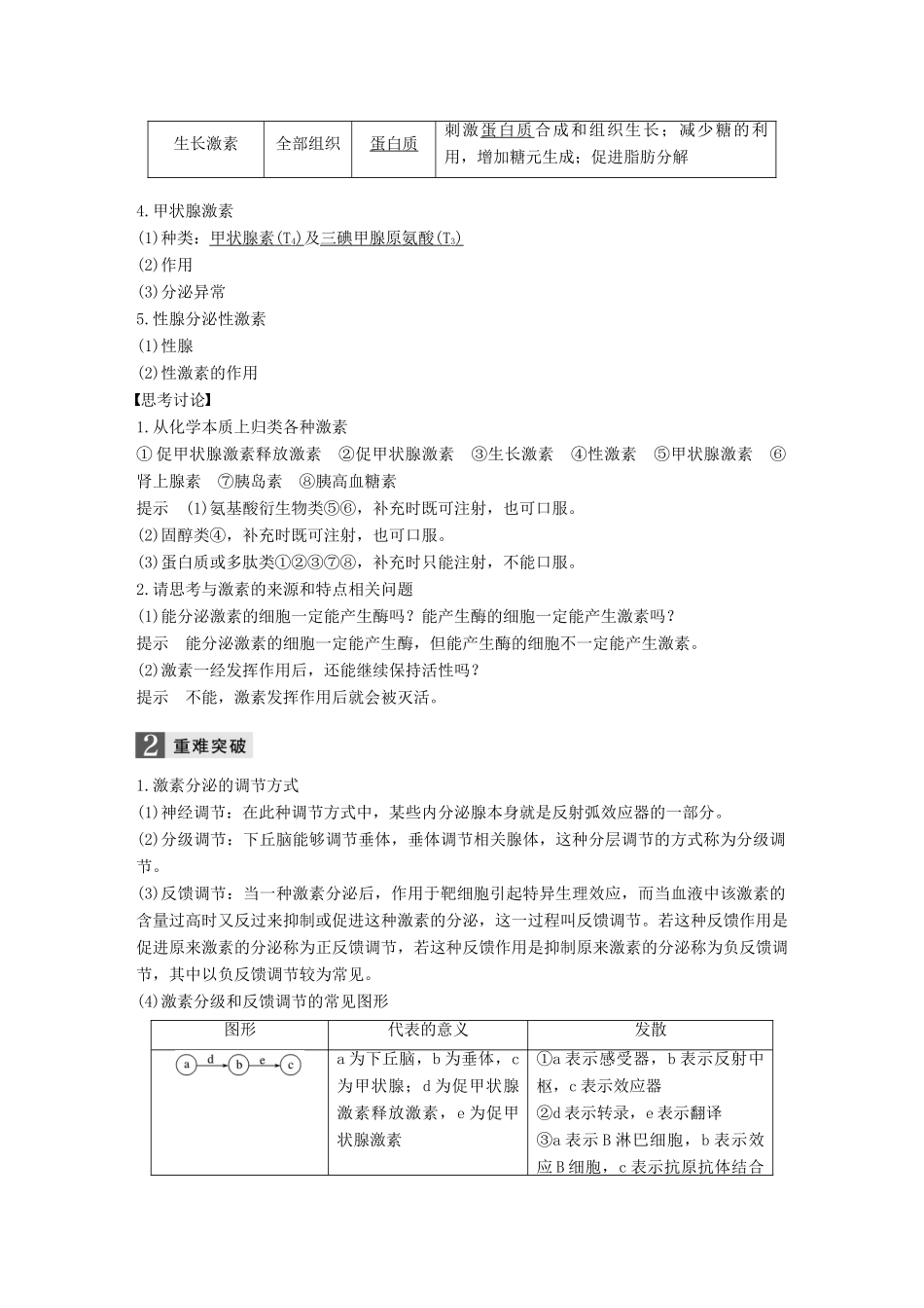 （浙江选考）高考生物一轮总复习 第七单元 生物体生命活动的调节与免疫 第24讲 高等动物的内分泌系统与体液调节学案-人教版高三全册生物学案_第2页