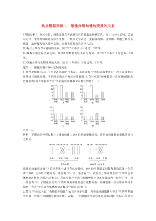 （浙江选考）高考生物一轮总复习 第三单元 细胞的生命历程 热点题型突破二 细胞分裂与遗传变异的关系学案-人教版高三全册生物学案