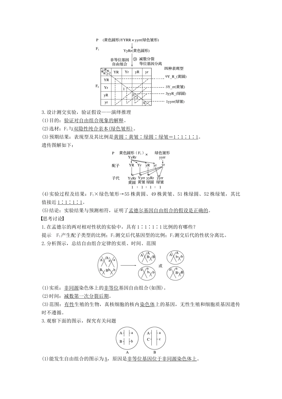 （浙江选考）高考生物一轮总复习 第四单元 遗传的基本规律、人类遗传病与优生 第14讲 自由组合定律学案-人教版高三全册生物学案_第2页