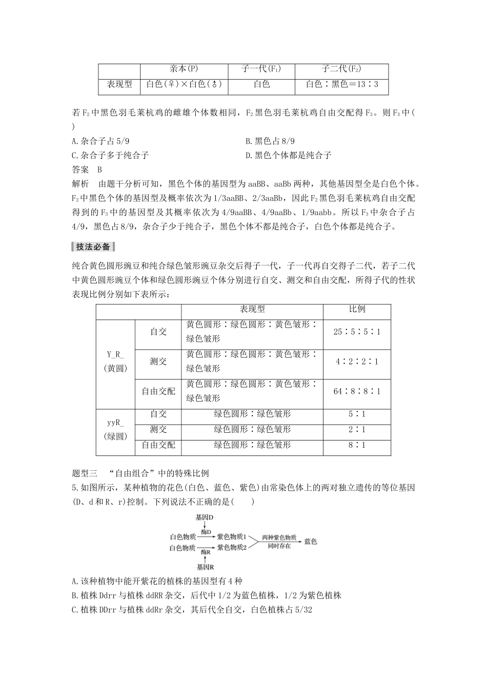（浙江选考）高考生物一轮总复习 第五单元 遗传的分子基础 热点题型突破三 遗传规律的综合应用学案-人教版高三全册生物学案_第3页